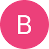White letter B on a bright pink circular background with a black border