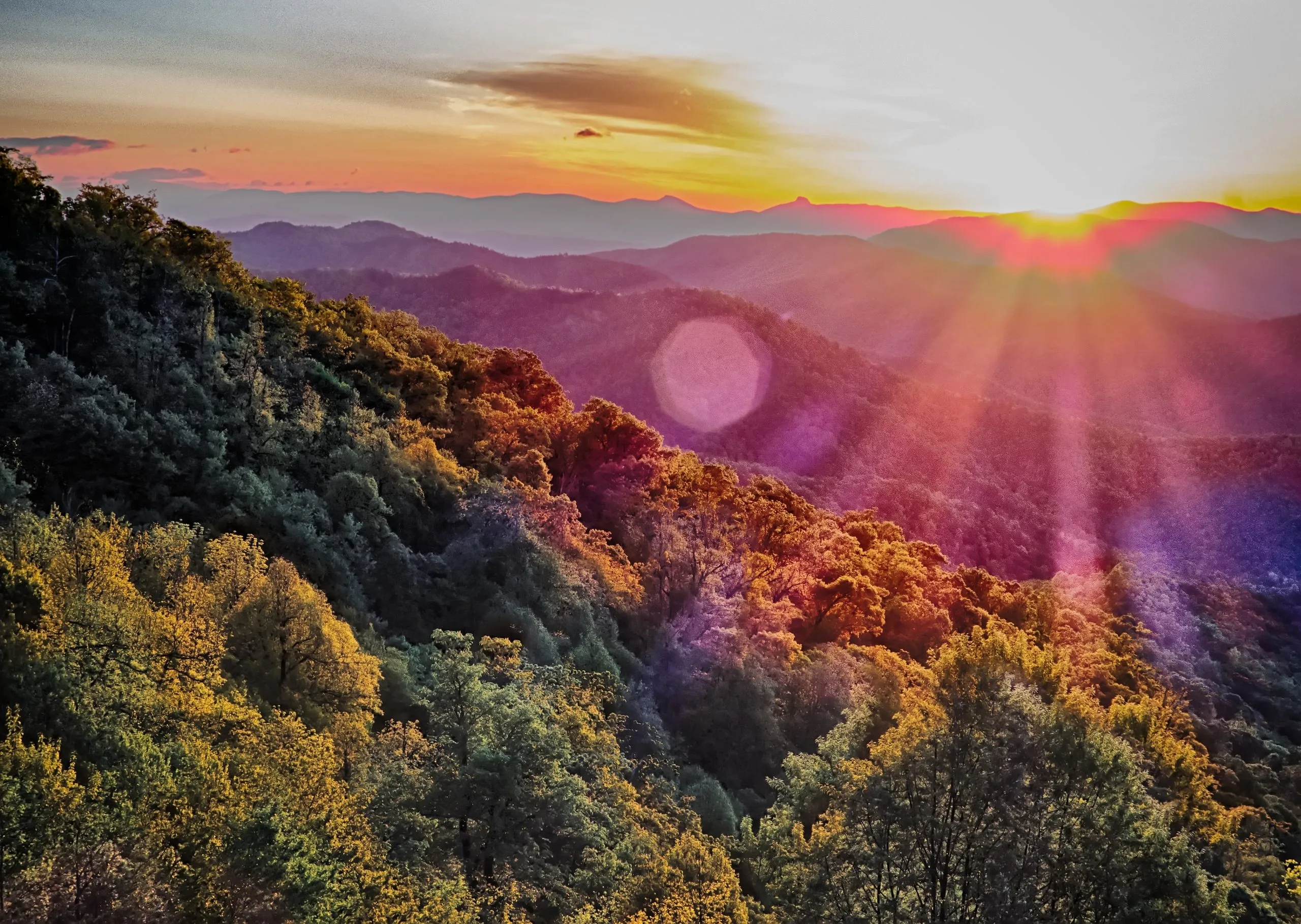 Blue Ridge Parkway summer Appalachian Mountains Sunset
